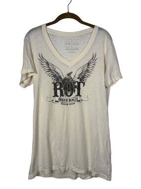ROT Biker Rally XL Austin Texas Eagle Graphic V-Neck T-Shirt USA Made Retro